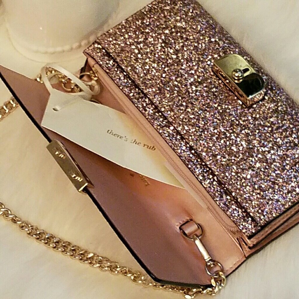 Kate spade rose glittered handbag clutch - Picture 3 of 7